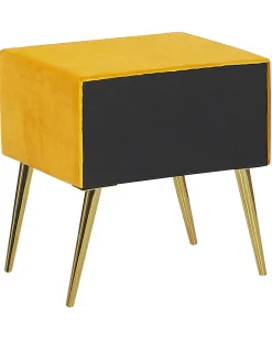 Comodino 1 cassetto FLAYAT Velluto Senape