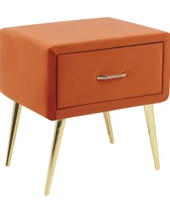 Comodino 1 cassetto FLAYAT Velluto Arancione