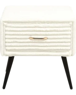 Comodino 1 cassetto FLAYAT Velluto a coste Bianco sporco