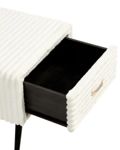 Comodino 1 cassetto FLAYAT Velluto a coste Bianco sporco