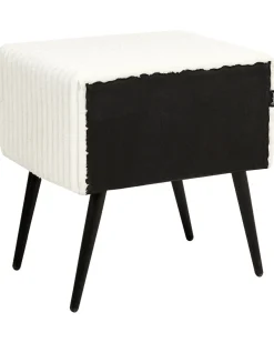 Comodino 1 cassetto FLAYAT Velluto a coste Bianco sporco