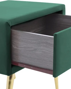 Comodino 1 cassetto FLAYAT Velluto Verde smeraldo