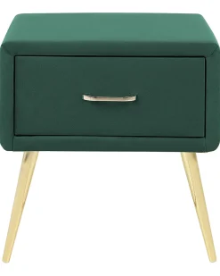 Comodino 1 cassetto FLAYAT Velluto Verde smeraldo