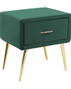 Comodino 1 cassetto FLAYAT Velluto Verde smeraldo