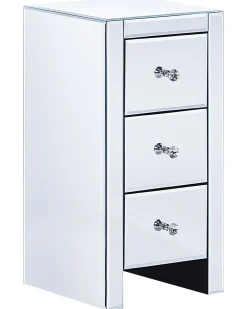 Comodino 3 cassetto LORRIS Vetro Argento specchiato