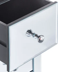 Comodino 3 cassetto LORRIS Vetro Argento specchiato