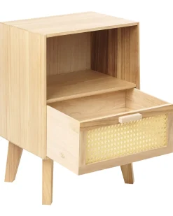 Comodino 1 cassetto SENEY Legno di Paulownia Marrone chiaro