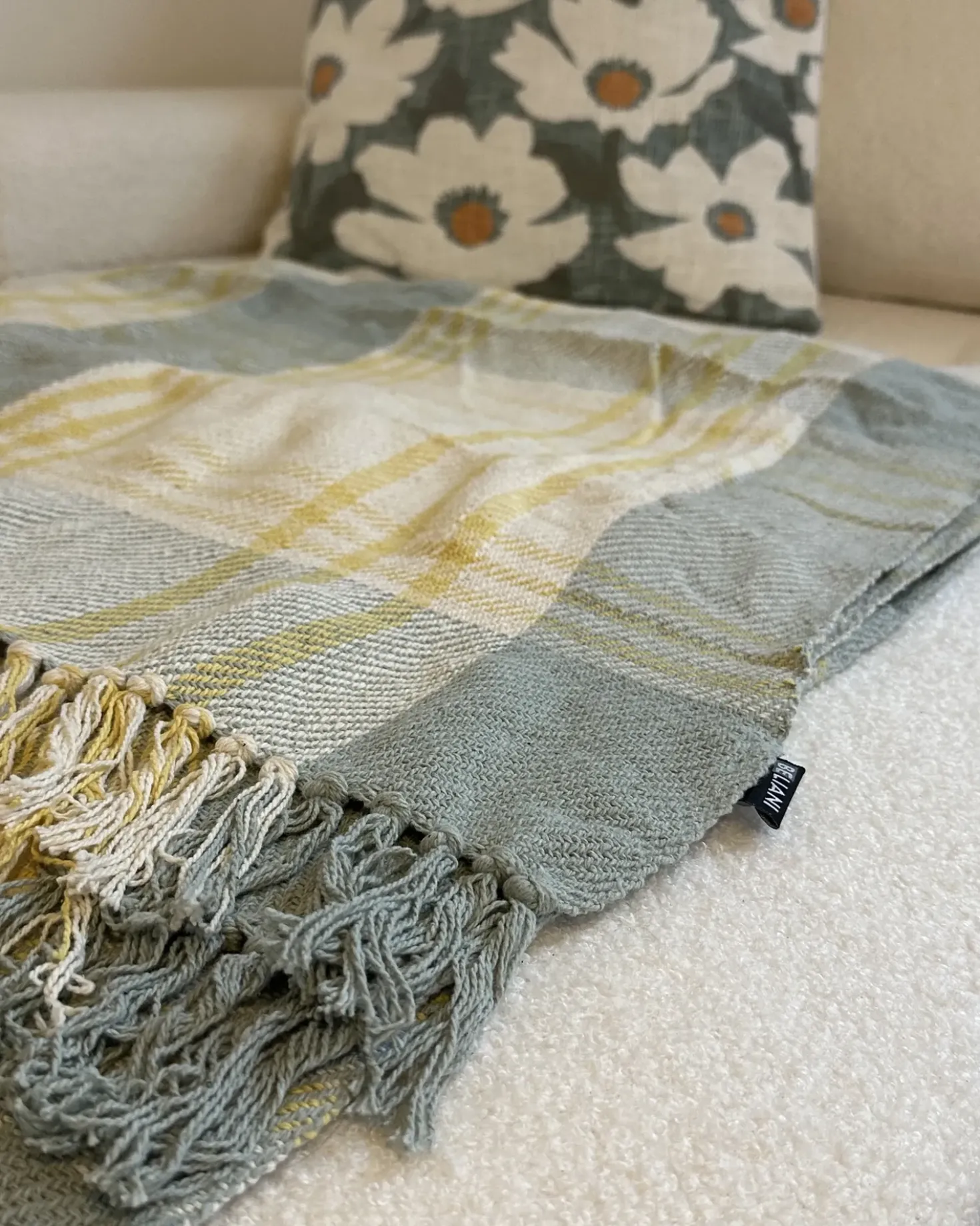 Coperta BETALI Cotone 125 x 150 cm Giallo