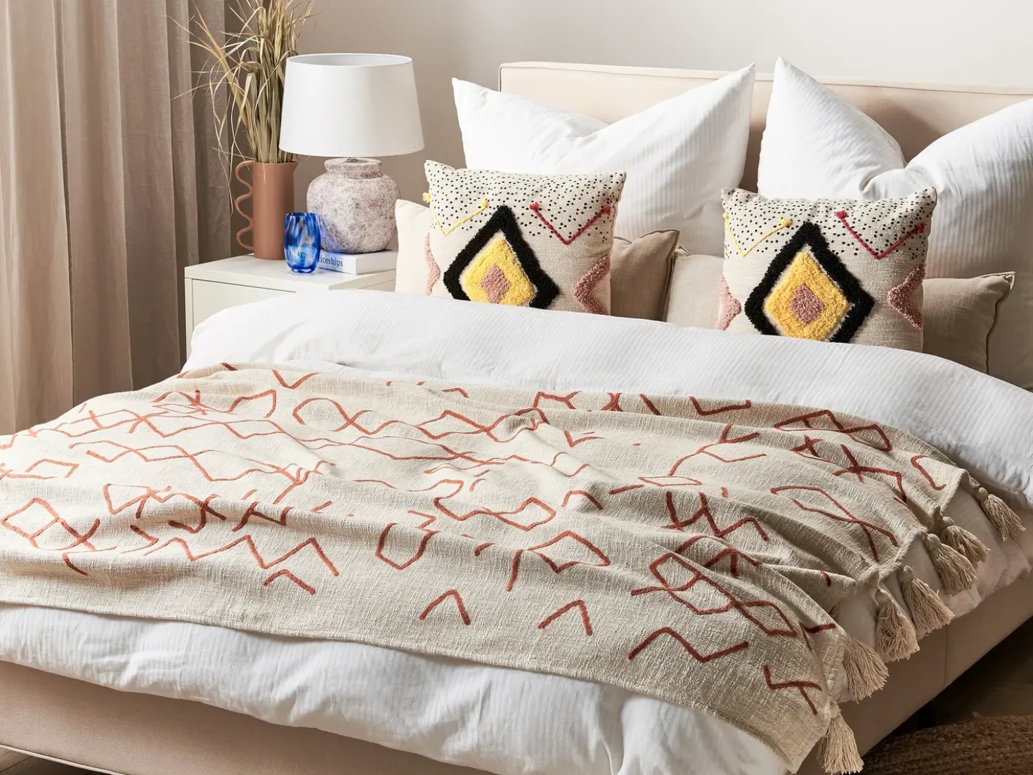 Coperta BHIWANI Cotone 130 x 180 cm Beige