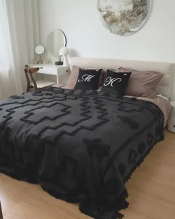 Coperta CHACK Cotone 220 x 240 cm Grigio scuro