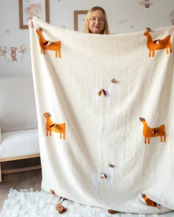 Coperta KHANDWA Cotone 130 x 180 cm Beige