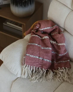 Coperta NAIKHU Cotone 130 x 170 cm Rosso chiaro