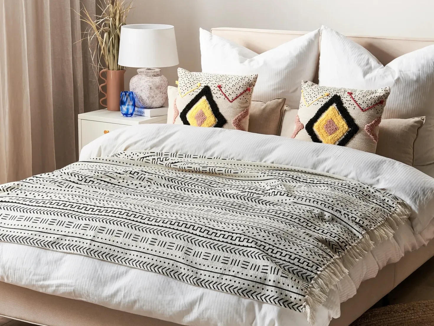 Coperta PANVEL Cotone 130 x 180 cm Bianco