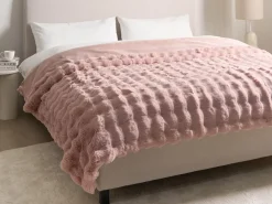 Coperta SALKA Finta pelliccia 200 x 220 cm Rosa pastello