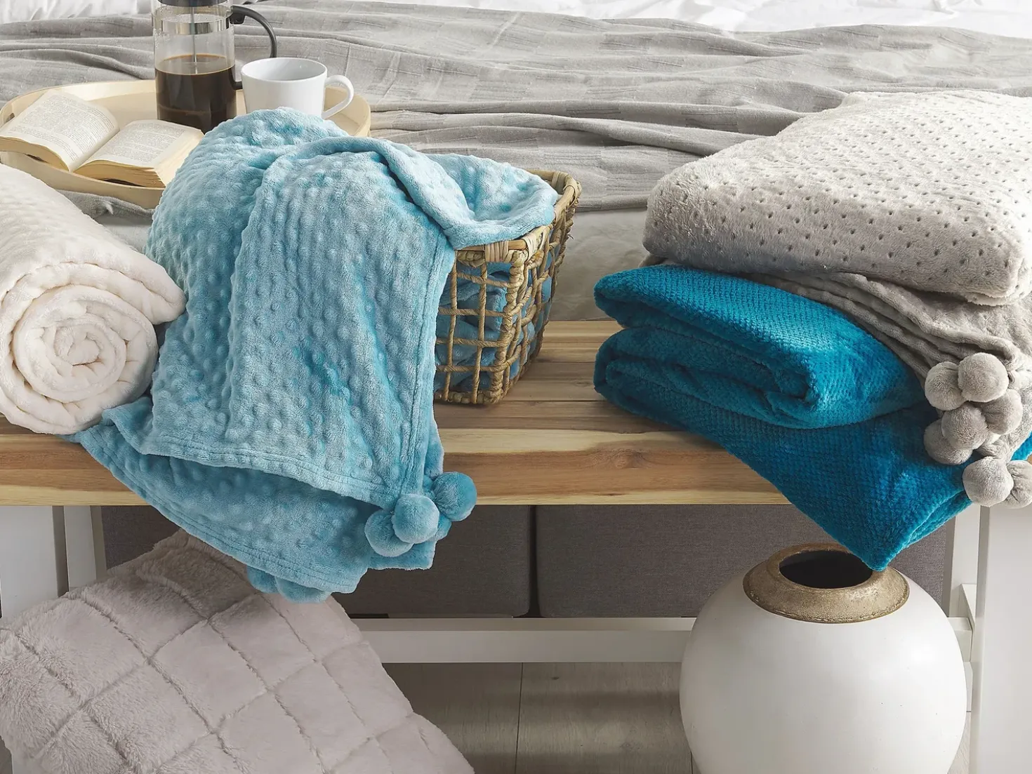 Coperta SAMUR 200 x 220 cm Grigio chiaro