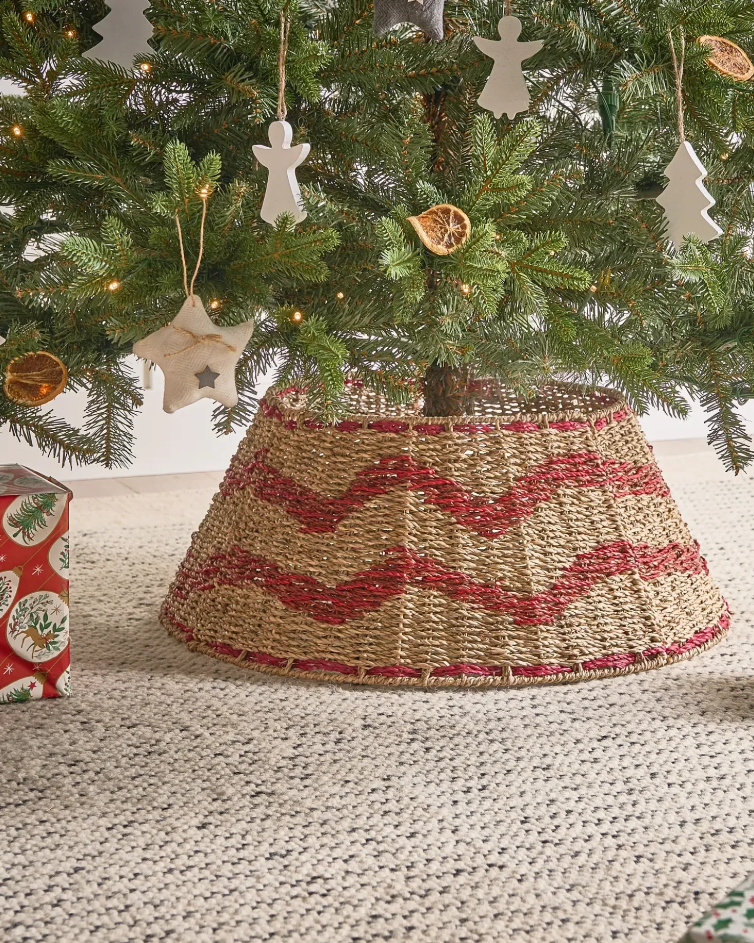 Copri base per albero di Natale HIVER Alghe marine Rosso 51 cm