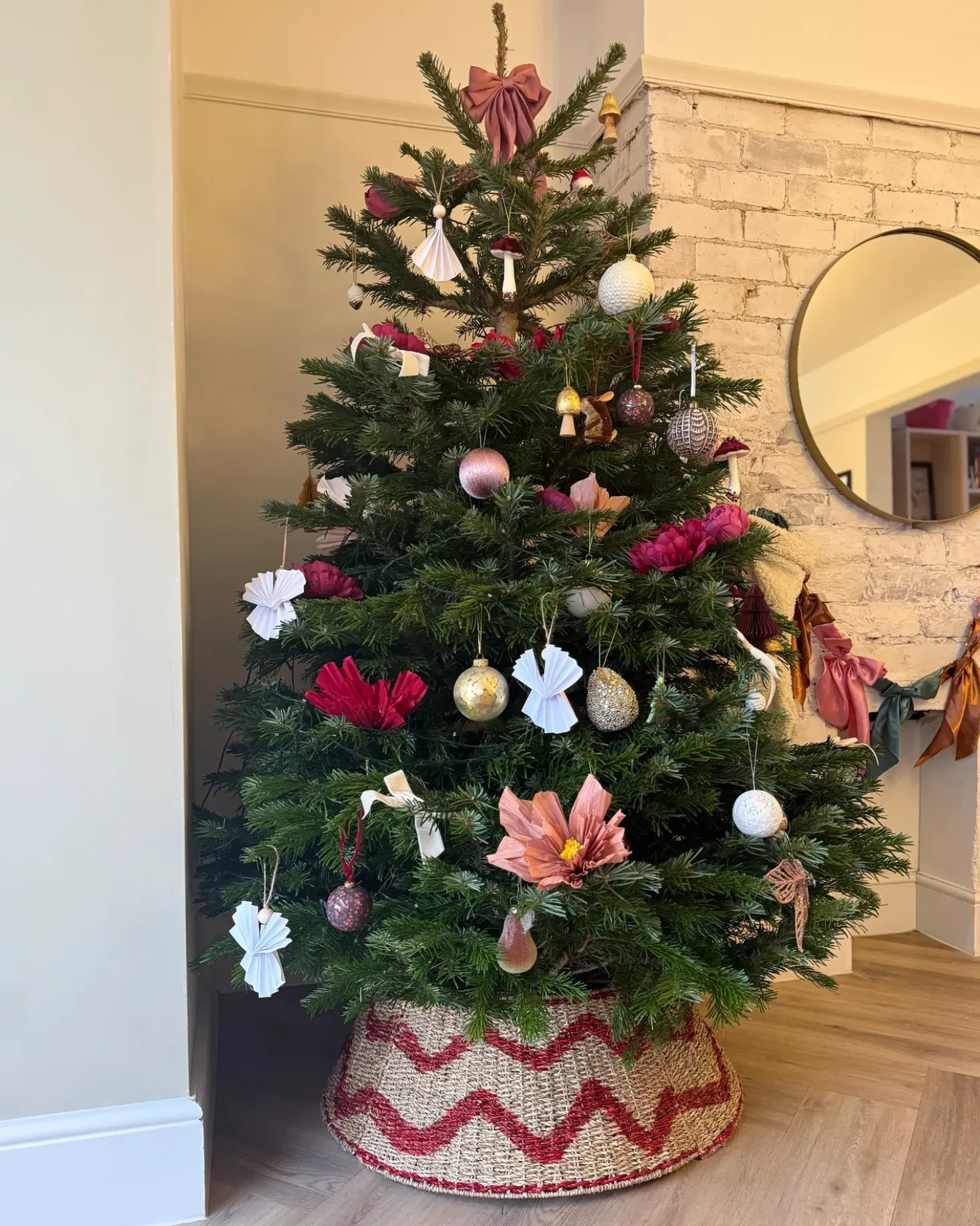Copri base per albero di Natale GLACE Alghe marine Rosso 60 cm