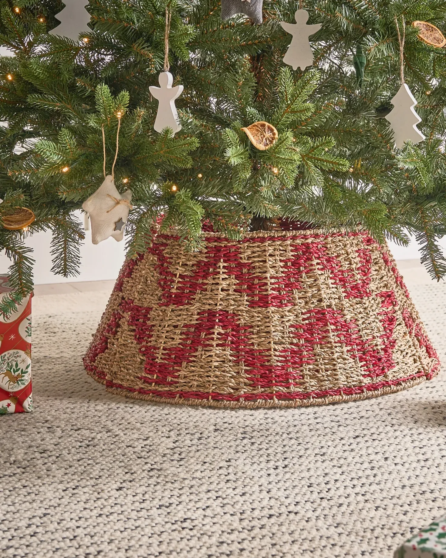 Copri base per albero di Natale GLACE Alghe marine Rosso 60 cm