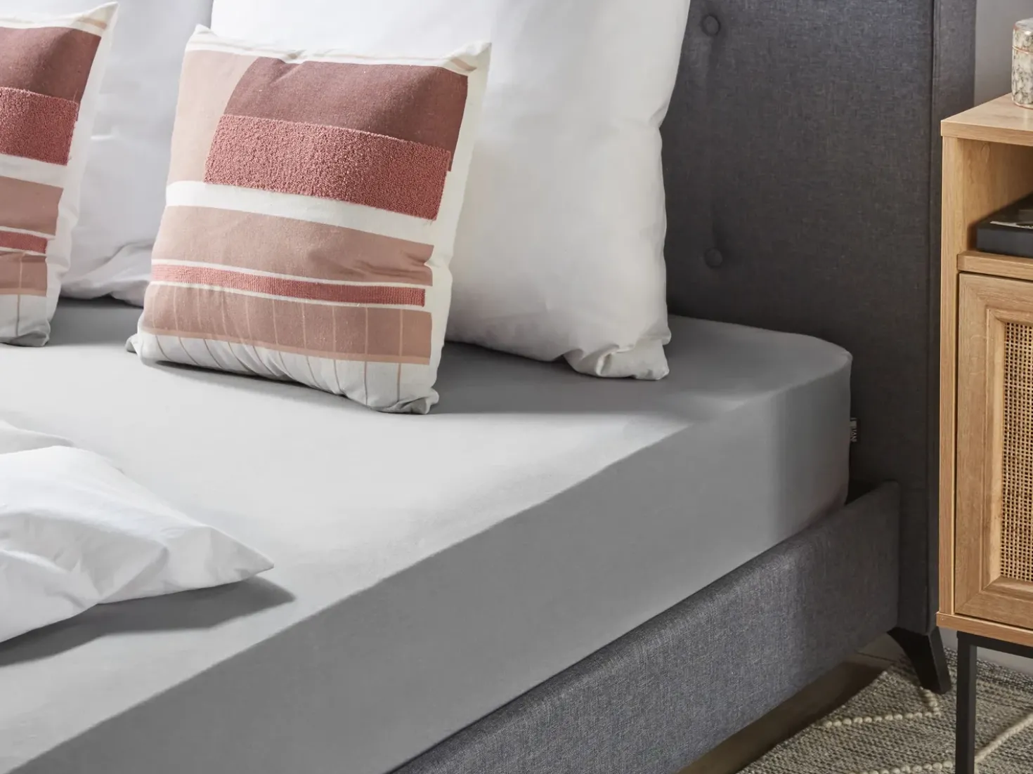 Coprimaterasso elasticizzato HOFUF Cotone 90 x 200 cm Grigio chiaro