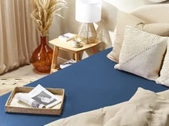 Coprimaterasso elasticizzato JANBU Cotone 200 x 200 cm Blu marino