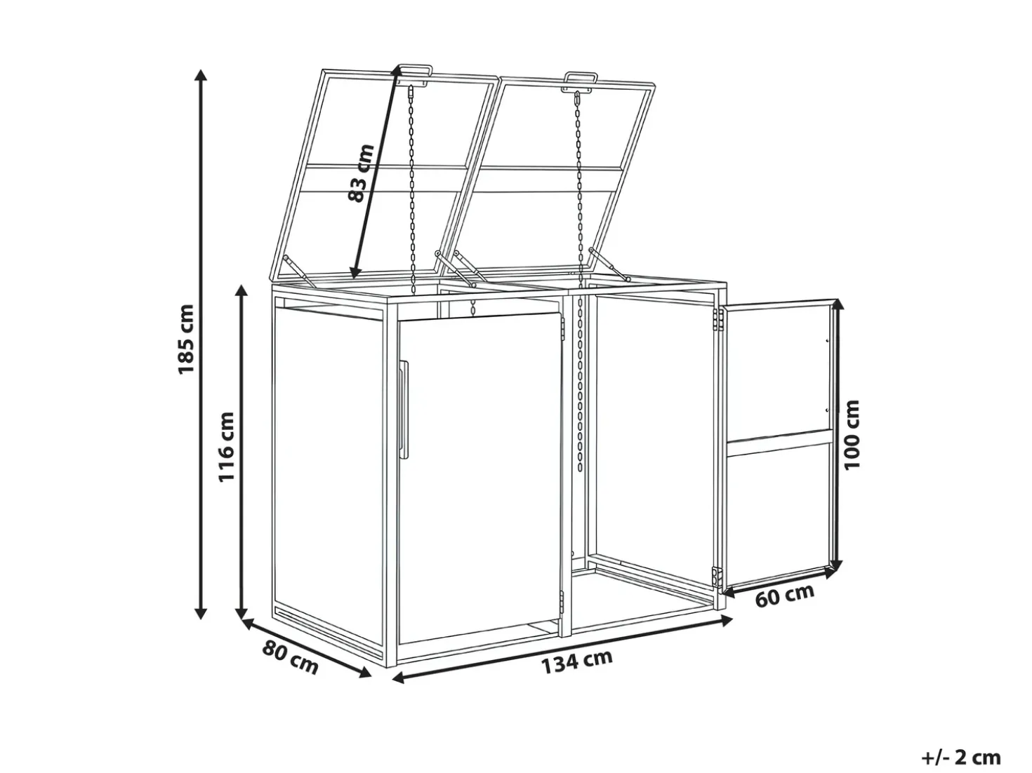 Copri-pattumiera 480 L PIACENZA Doppio Metallo Grigio scuro