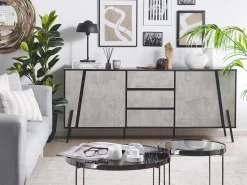 Credenza a 2 ante BLACKPOOL Grigio effetto cemento