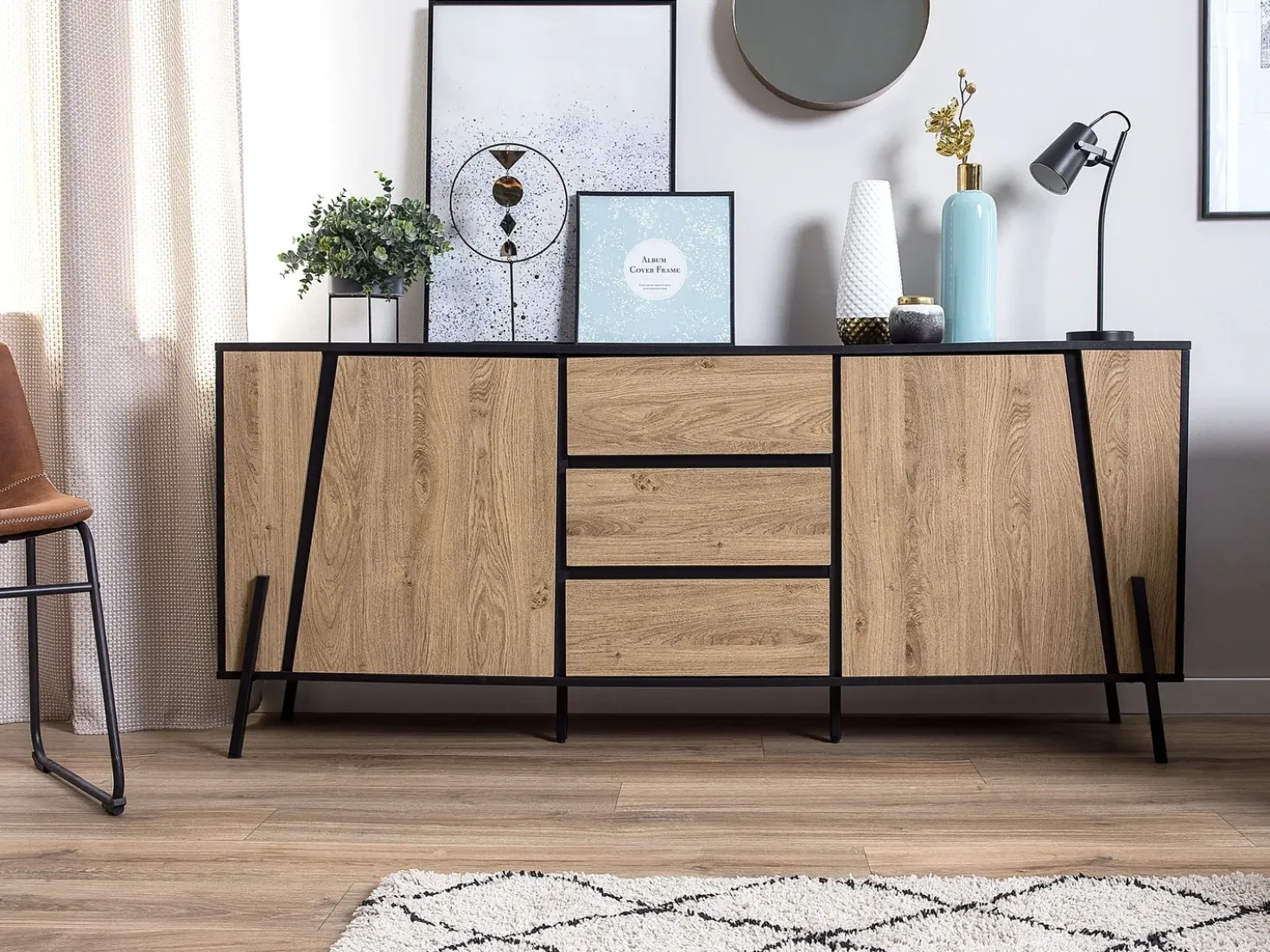 Credenza a 2 ante BLACKPOOL Marrone/Nero