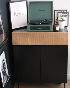 Credenza a 2 ante BLYTHE Frassino naturale Nero