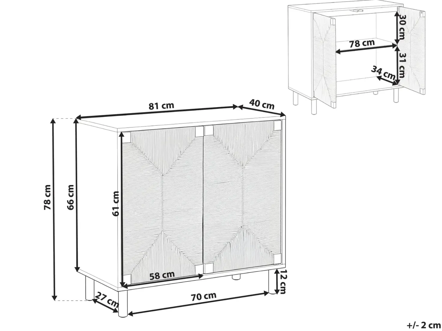 Credenza a 2 ante BONDI Marrone chiaro