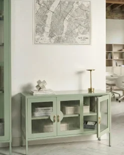 Credenza a 3 ante GLEORA Metallo Verde menta