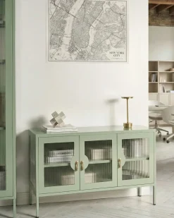 Credenza a 3 ante GLEORA Metallo Verde menta