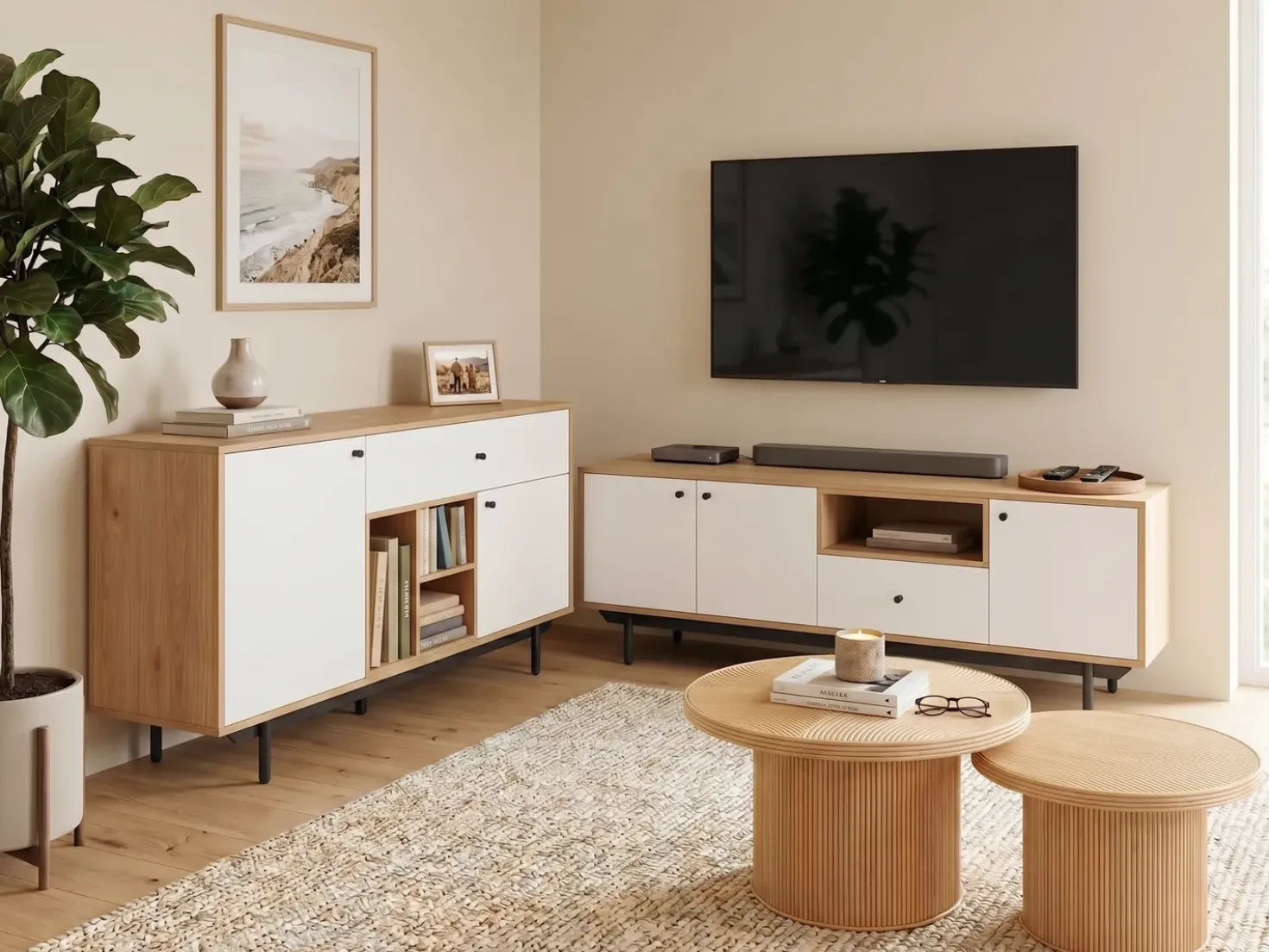 Credenza a 2 ante ITACA Marrone/Bianco