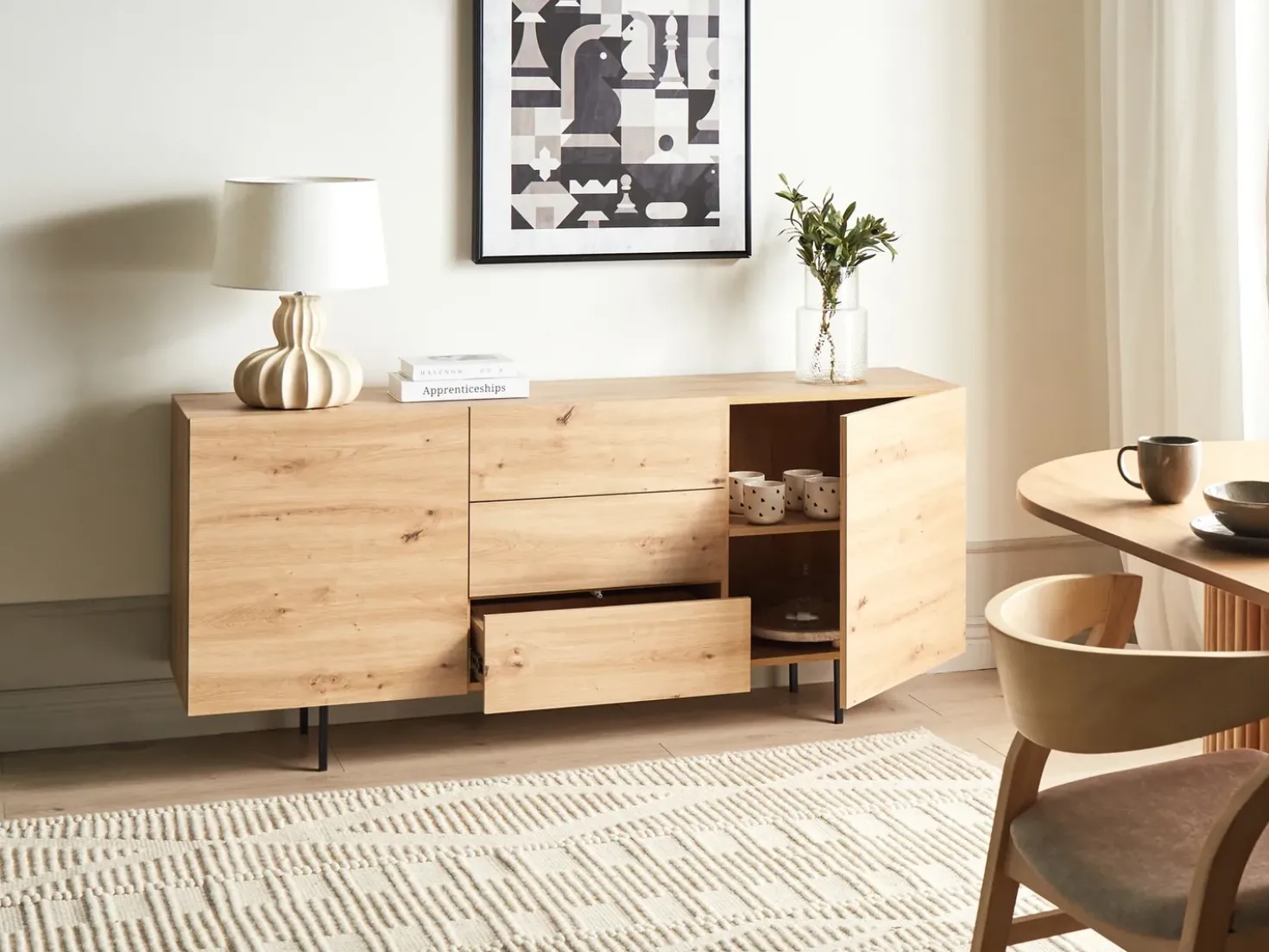 Credenza a 2 ante KENORA Marrone chiaro