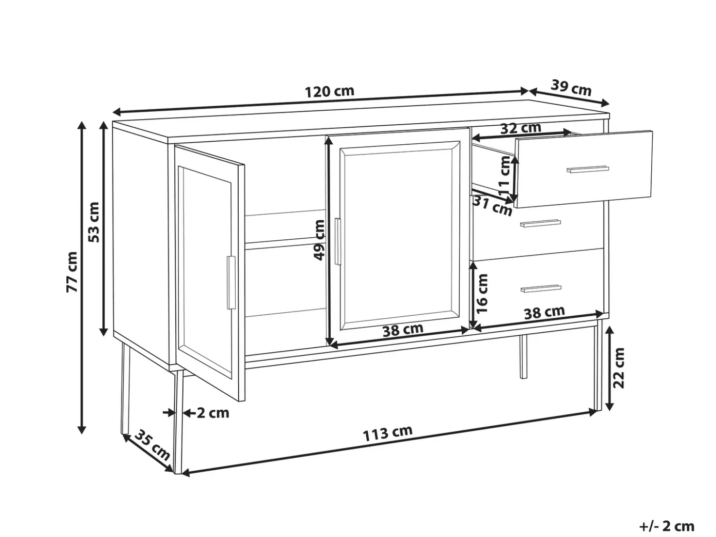 Credenza a 2 ante PASCO Marrone chiaro