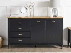 Credenza a 2 ante SHILLINGTON Legno di pino Nero