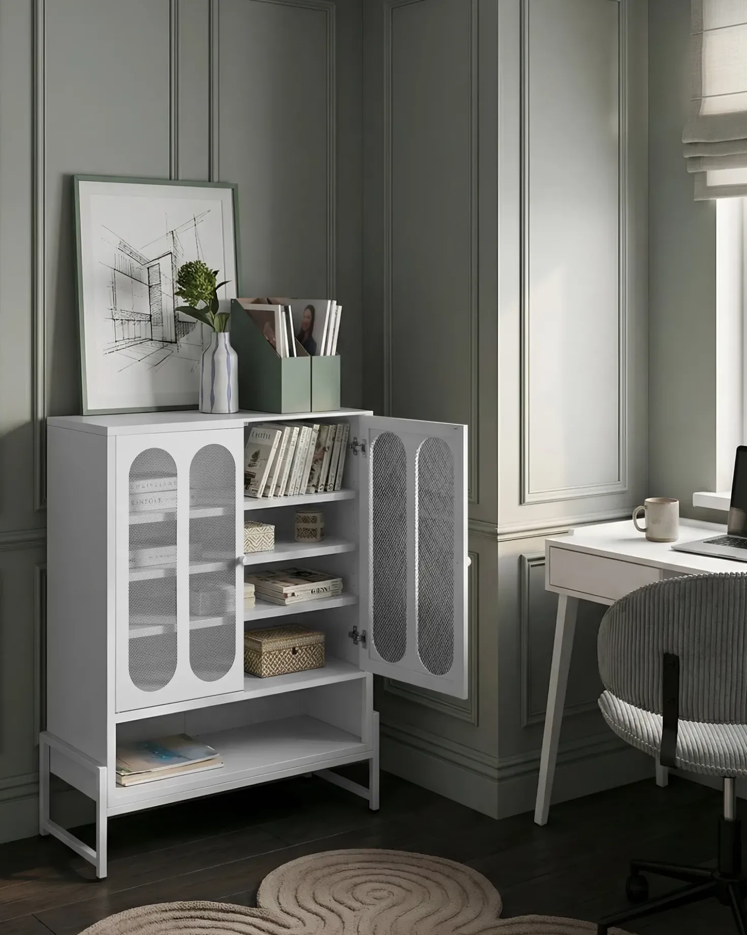 Credenza a 2 ante SOLETTA Metallo Bianco