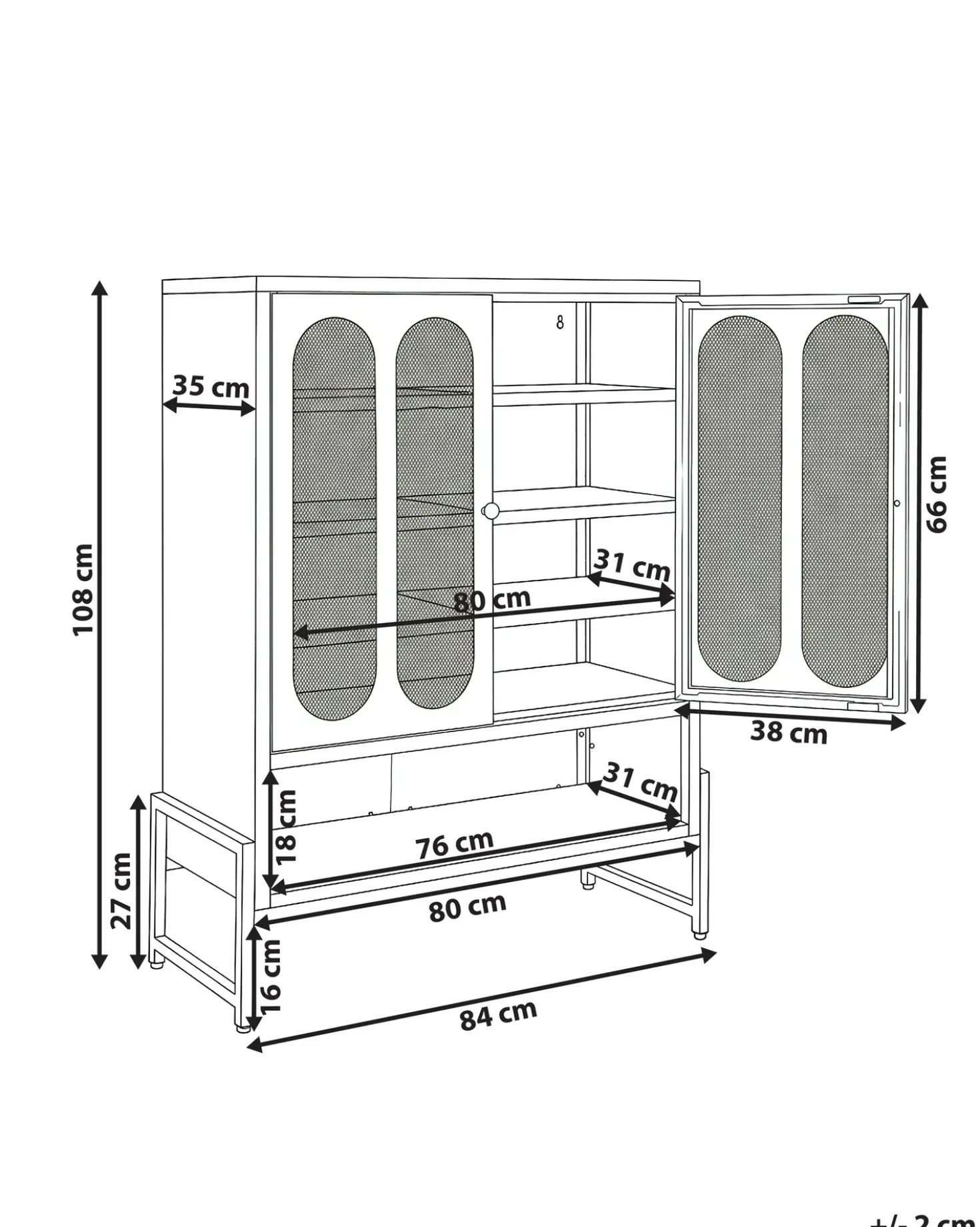 Credenza a 2 ante SOLETTA Metallo Bianco