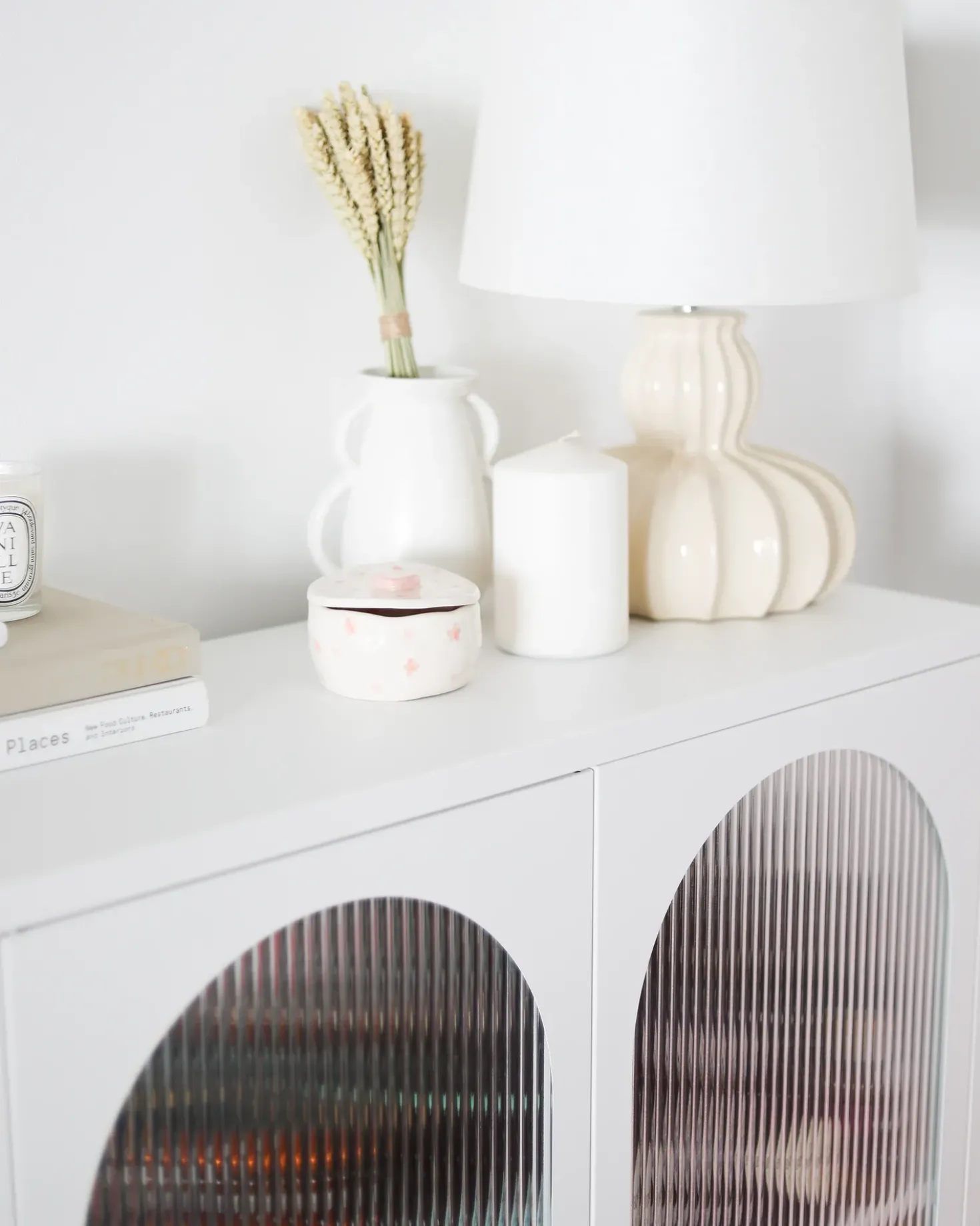 Credenza espositiva in vetro SARRE Metallo 90 cm Bianco