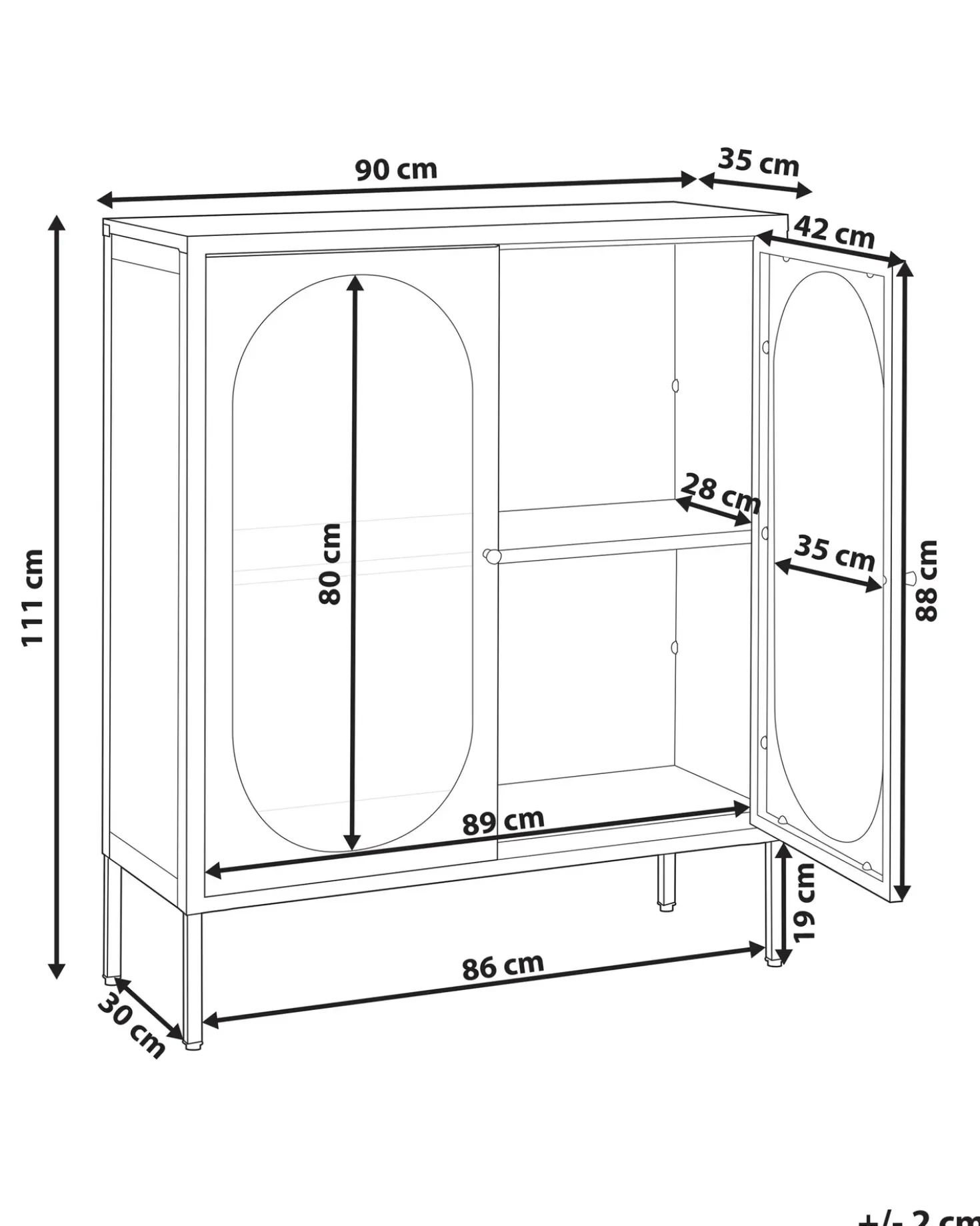 Credenza espositiva in vetro SARRE Metallo 90 cm Bianco