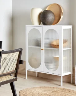 Credenza espositiva in vetro SARRE Metallo 90 cm Bianco