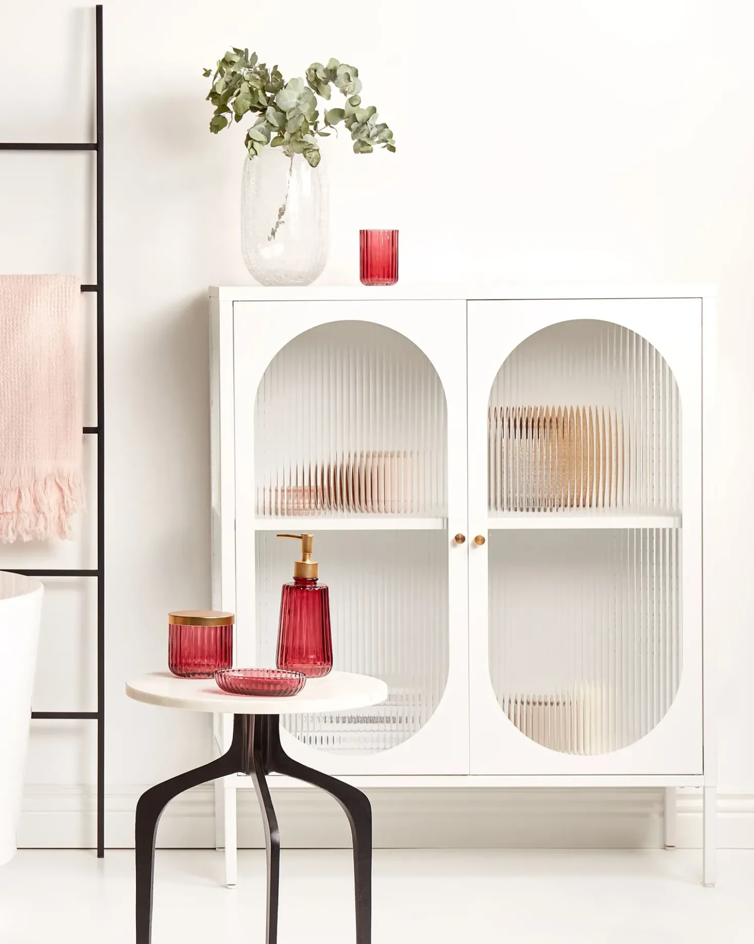 Credenza espositiva in vetro SARRE Metallo 90 cm Bianco