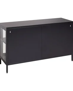 Credenza espositiva in vetro NEWPORT Metallo 115 cm Nero