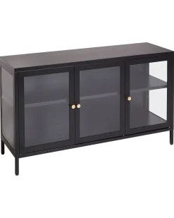 Credenza espositiva in vetro NEWPORT Metallo 115 cm Nero