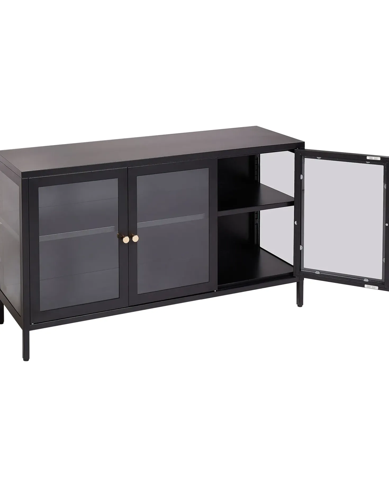 Credenza espositiva in vetro NEWPORT Metallo 115 cm Nero
