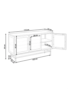 Credenza espositiva in vetro NEWPORT Metallo 115 cm Nero