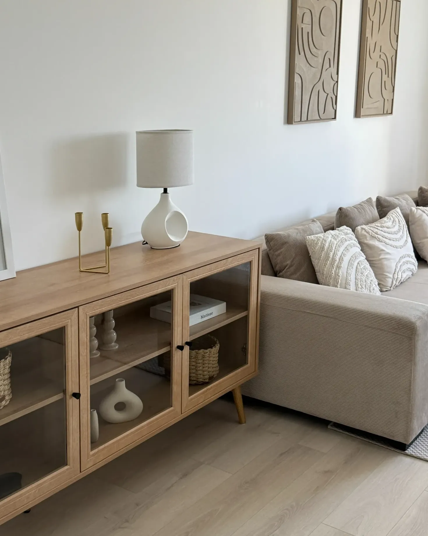 Credenza espositiva in vetro ALBANY 150 cm Marrone chiaro