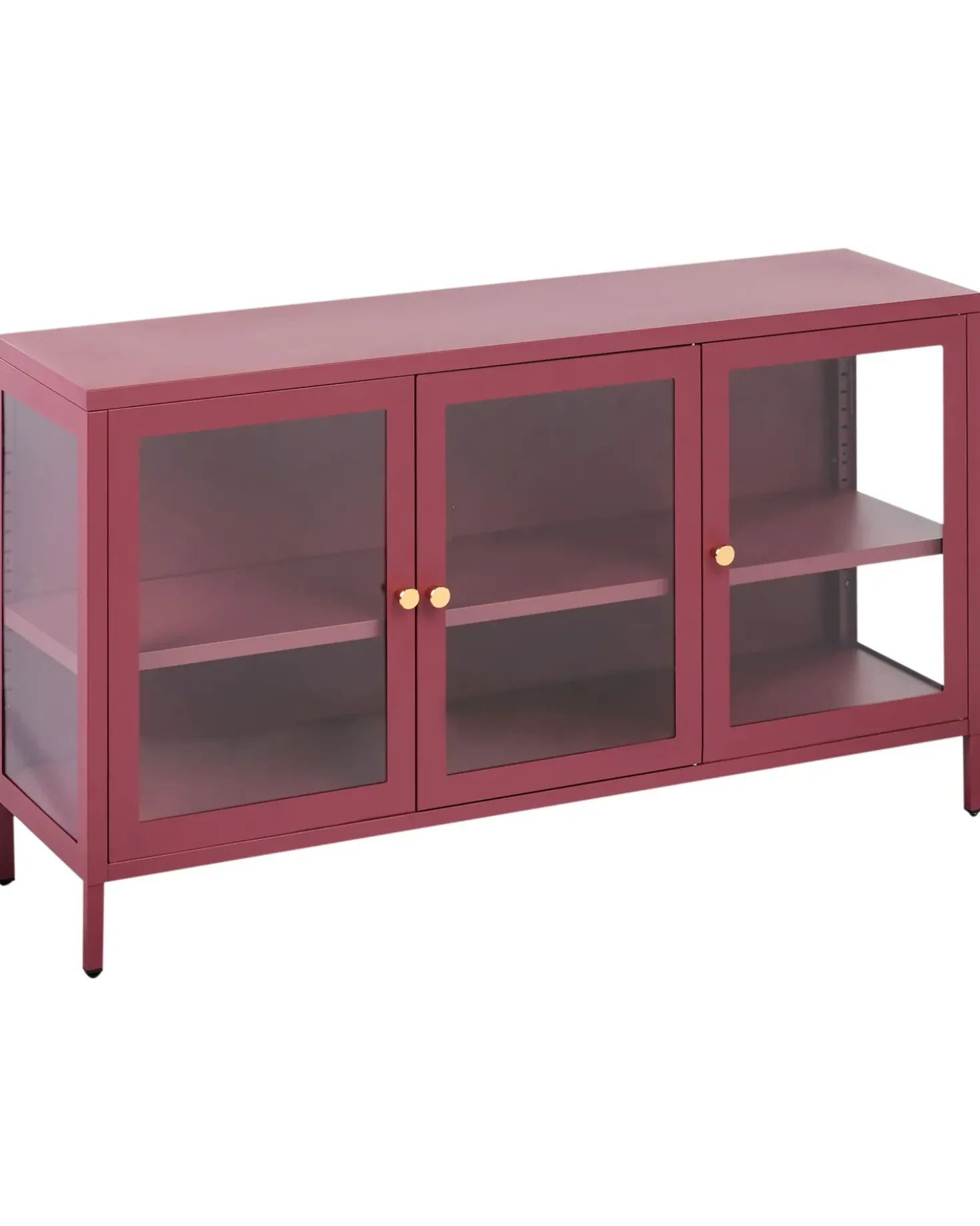 Credenza espositiva in vetro NEWPORT Metallo 115 cm Rosso scuro