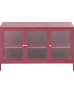 Credenza espositiva in vetro NEWPORT Metallo 115 cm Rosso scuro
