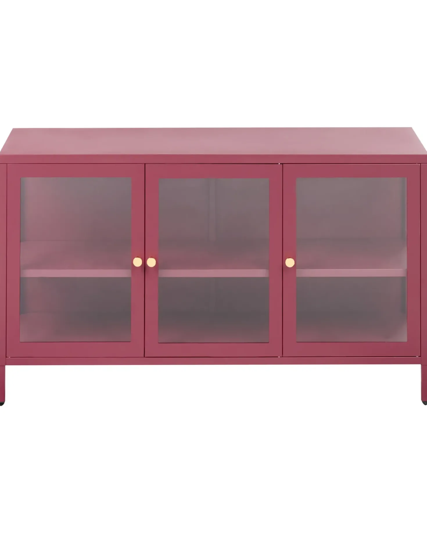 Credenza espositiva in vetro NEWPORT Metallo 115 cm Rosso scuro
