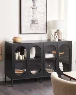 Credenza espositiva in vetro LANGFORD 137 cm Nero